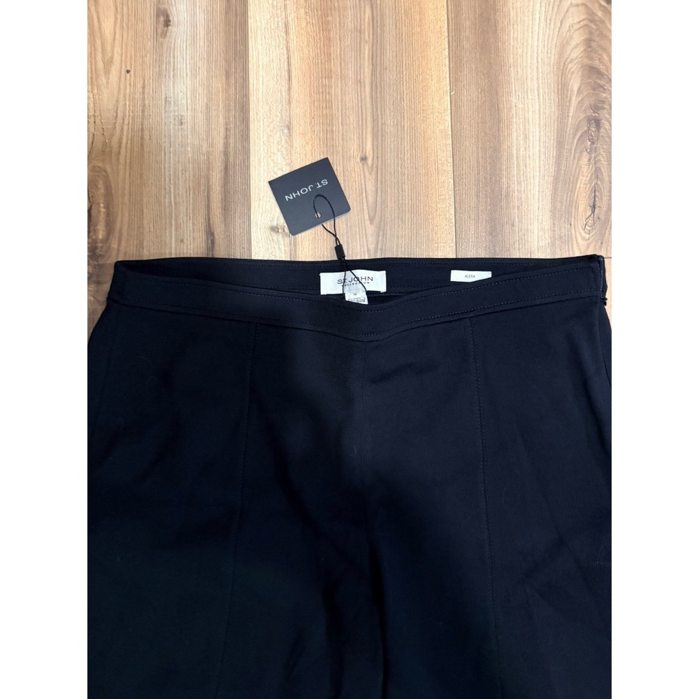 St. John Alexa Fit Black Milano Knit Career Wool Blend Ankle Pants 14 $495‎ NWT - Picture 2 of 10
